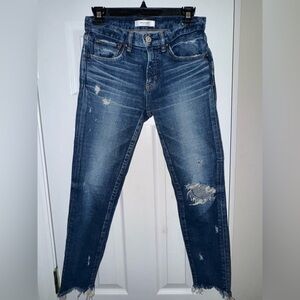 Moussy Vintage Distressed Slim Fit Blue Denim Jeans Size 25
